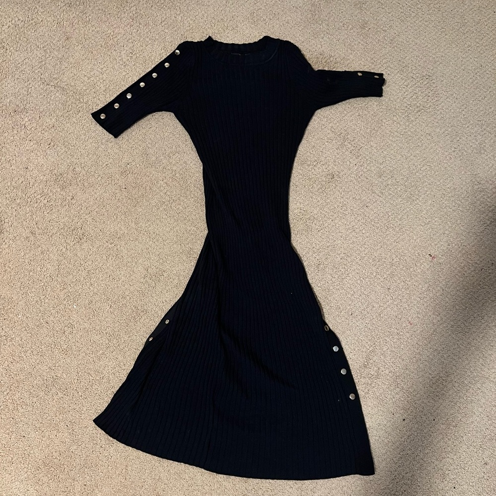 Black dress w/ gold buttons
